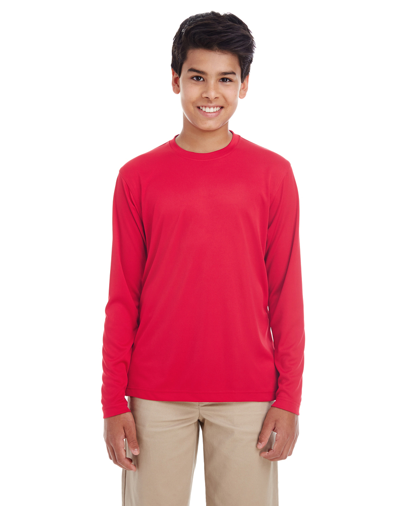 ultraclub 8622y youth cool & dry performance long-sleeve top Front Fullsize