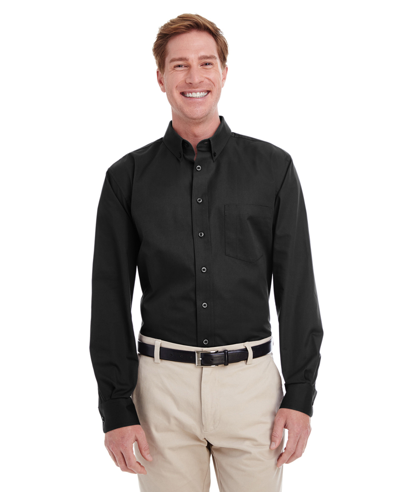 Harriton M581 Men's Foundation 100% Cotton Long-Sleeve Twill Shirt with Teflon™ Front Fullsize"