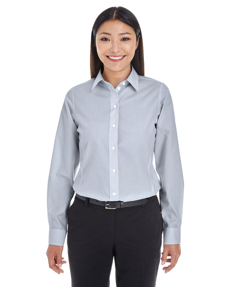Devon & Jones DG534W Ladies' Crown Woven Collection Striped Shirt Front Fullsize"