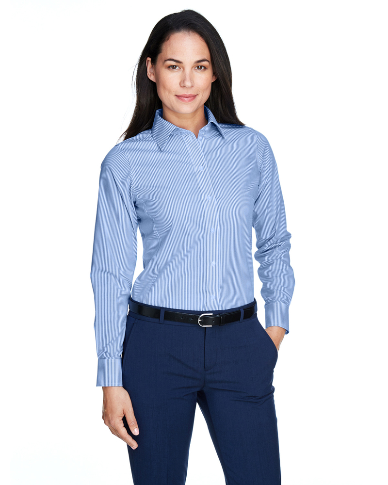 Devon & Jones D645W Ladies' Crown Woven Collection™ Banker Stripe Front Fullsize"