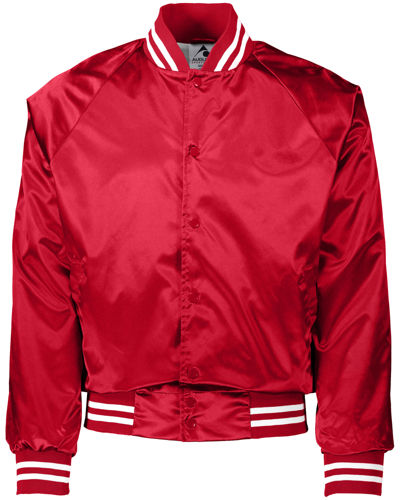 augusta sportswear 3610 satin baseball jacket/striped trim Front Fullsize