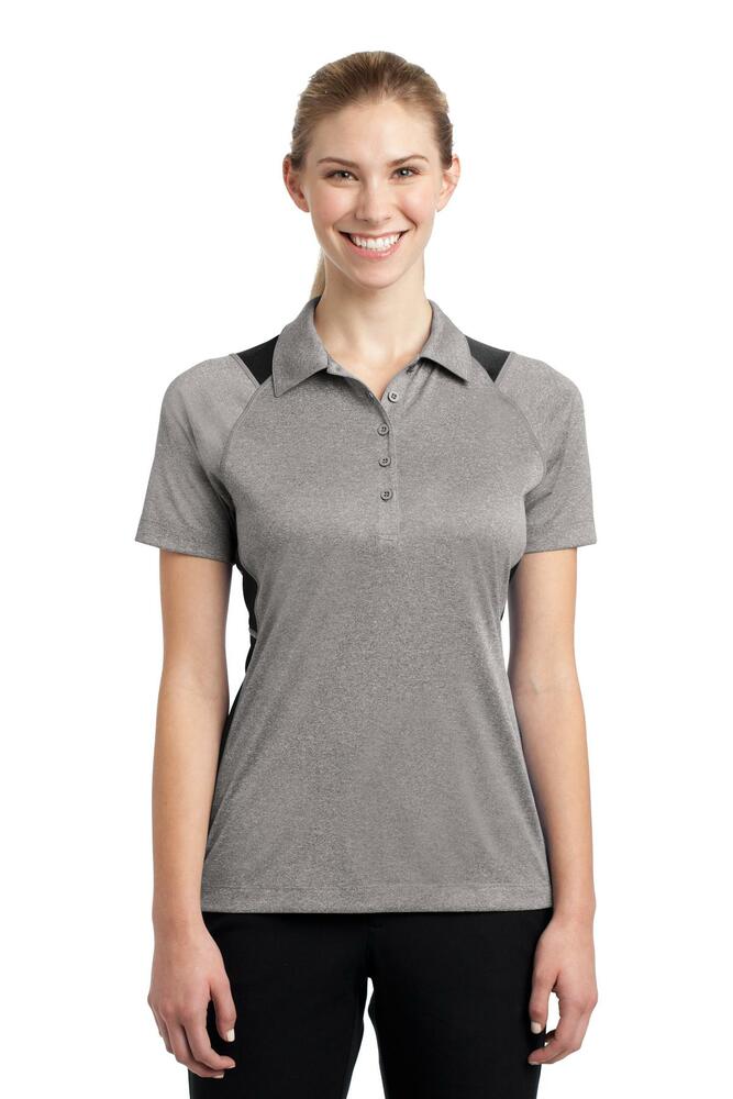 sport-tek lst665 women's heather colorblock contender ™ polo Front Fullsize