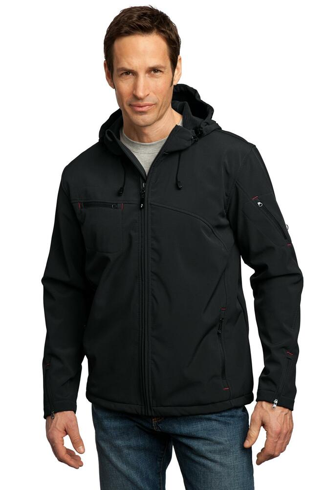 port authority j706 textured hooded soft shell jacket Front Fullsize
