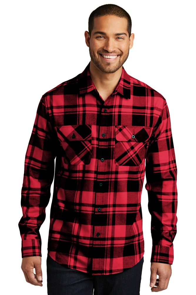 port authority w668 plaid flannel shirt Front Fullsize