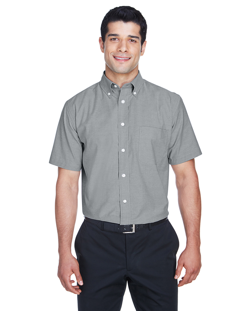 harriton m600s men's short-sleeve oxford with stain-release Front Fullsize