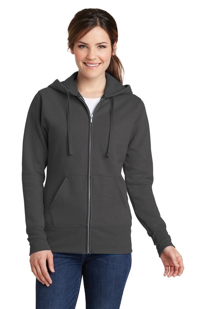 port & company lpc78zh ladies core fleece full-zip hooded sweatshirt Front Fullsize