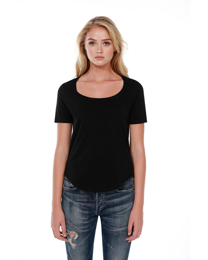 startee st1019 ladies' 3.5 oz., 100% cotton u-neck t-shirt Front Fullsize