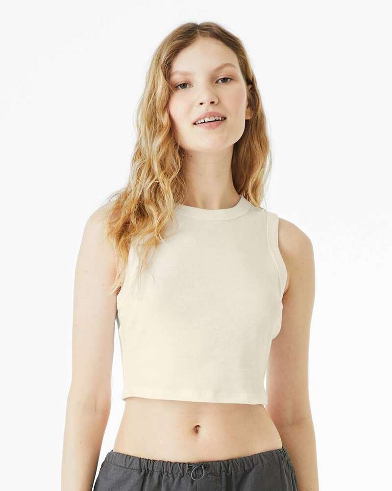 bella + canvas 1013be ladies' micro rib muscle crop tank Front Fullsize