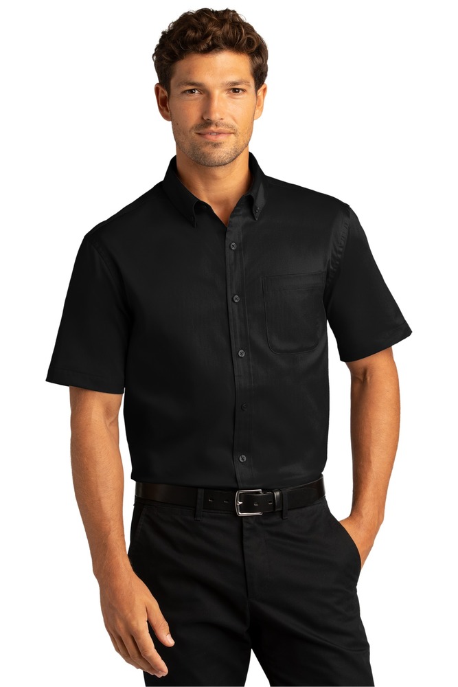 port authority w809 short sleeve superpro ™ react ™ twill shirt Front Fullsize
