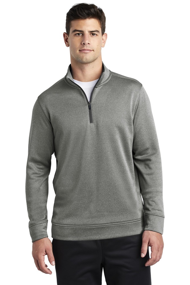 sport-tek st263 posicharge ® sport-wick ® heather fleece 1/4-zip pullover Front Fullsize
