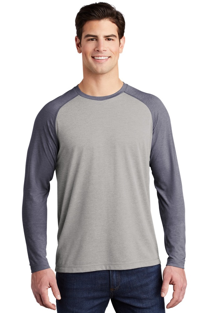 Sport-Tek ST400LS PosiCharge ® Long Sleeve Tri-Blend Wicking Raglan Tee Front Fullsize"
