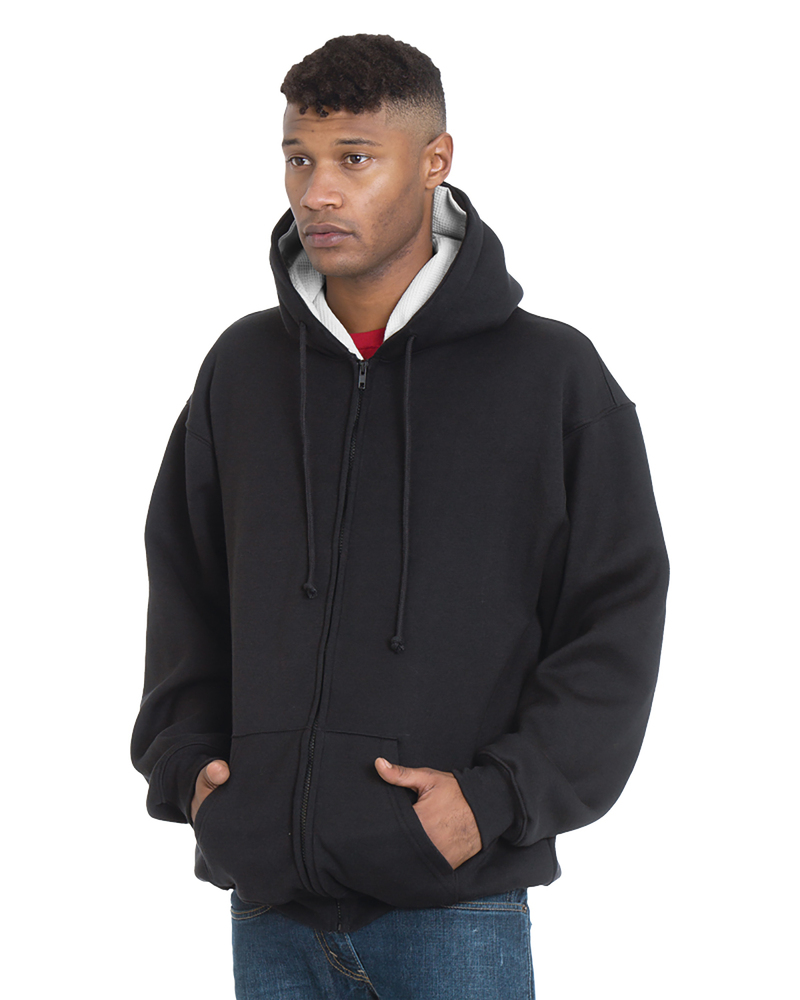 bayside ba940 adult super heavy thermal-lined full-zip hooded sweatshirt Front Fullsize