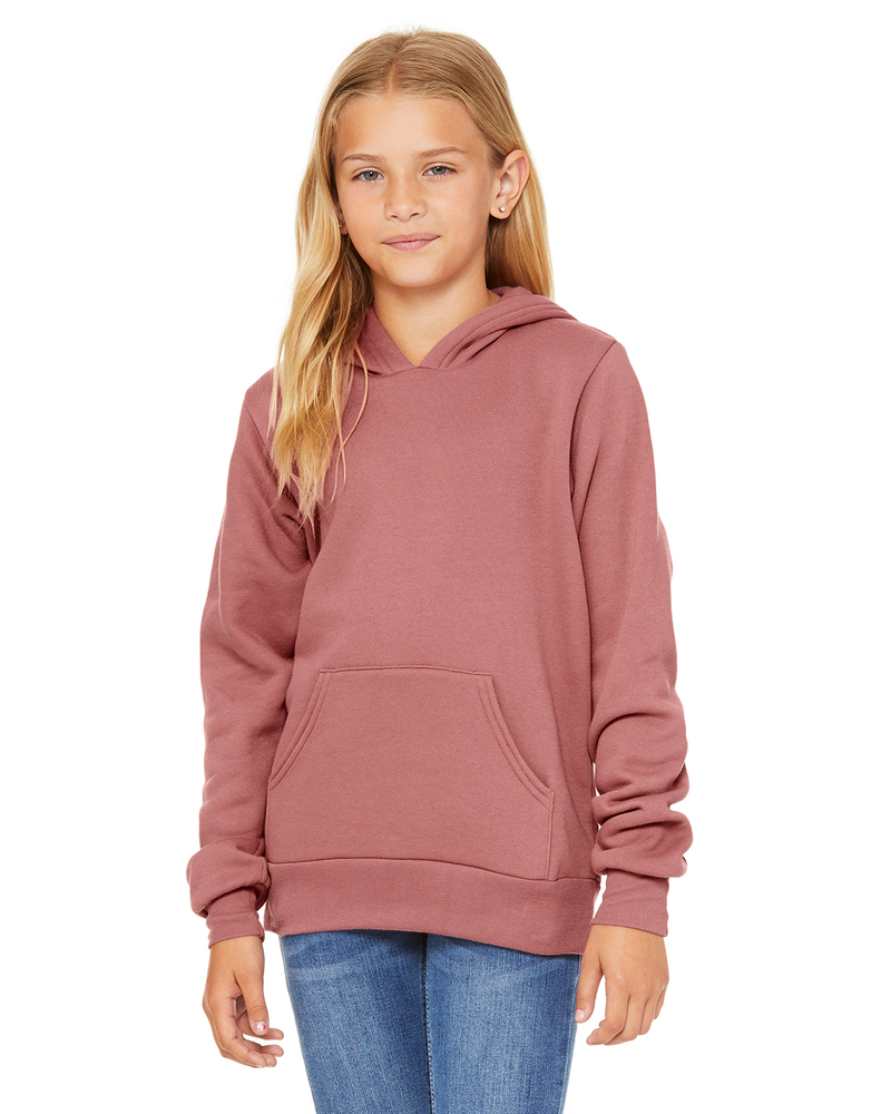 Bella + Canvas 3719Y Youth Sponge Fleece Pullover Hooded Sweatshirt Front Fullsize"
