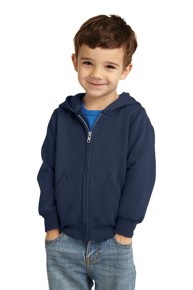 port & company car78tzh toddler core fleece full-zip hooded sweatshirt Front Fullsize