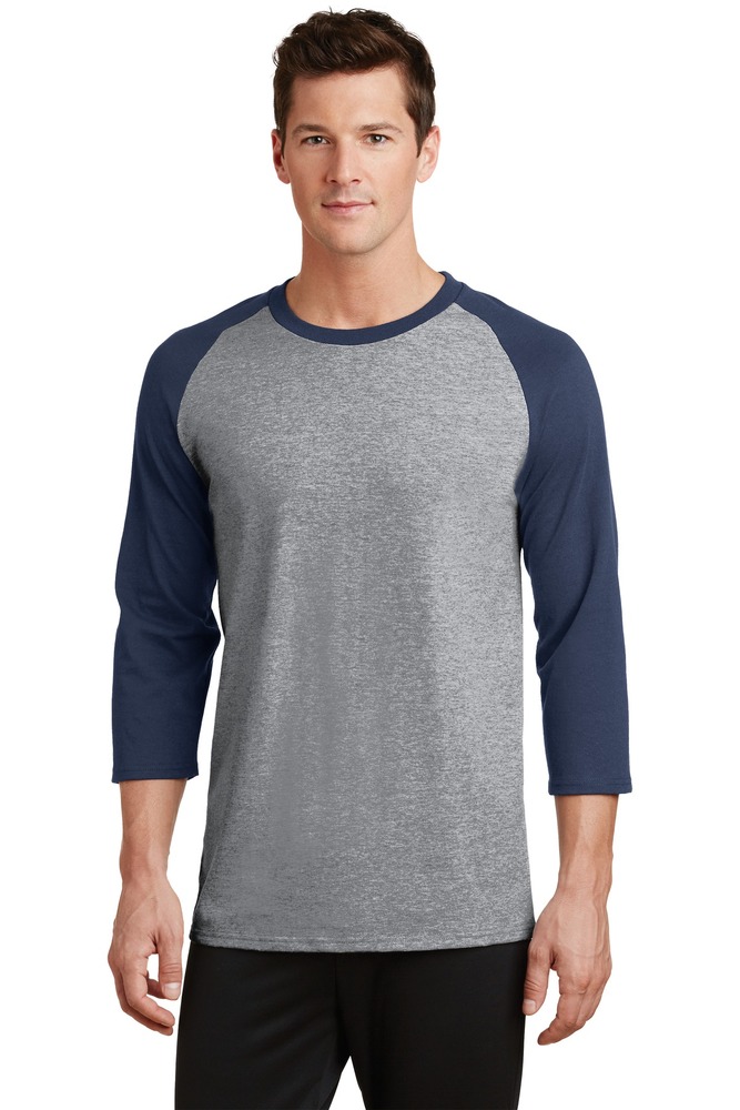 port & company pc55rs core blend 3/4-sleeve raglan tee Front Fullsize