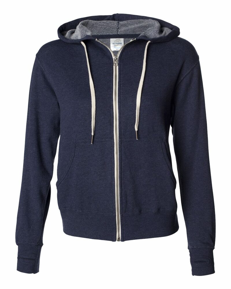 independent trading co. prm90htz unisex heathered french terry full-zip hooded sweatshirt Front Fullsize