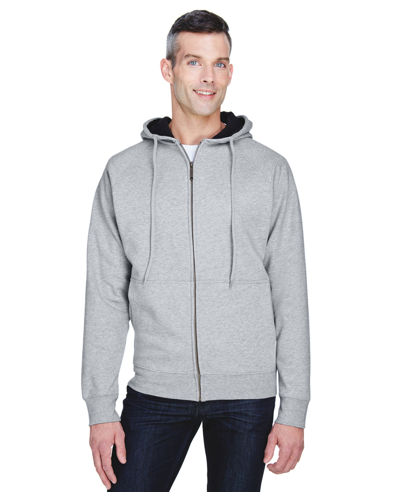 ultraclub 8463 adult rugged wear thermal-lined full-zip hooded fleece Front Fullsize