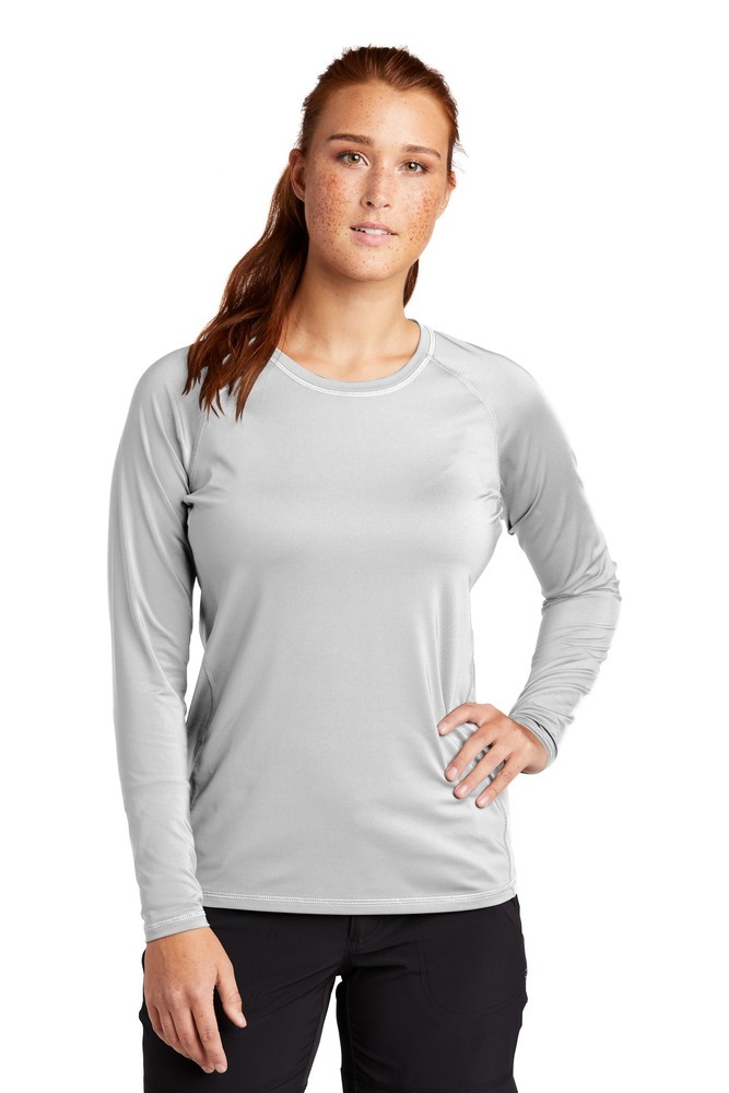 sport-tek lst470ls ladies long sleeve rashguard tee Front Fullsize