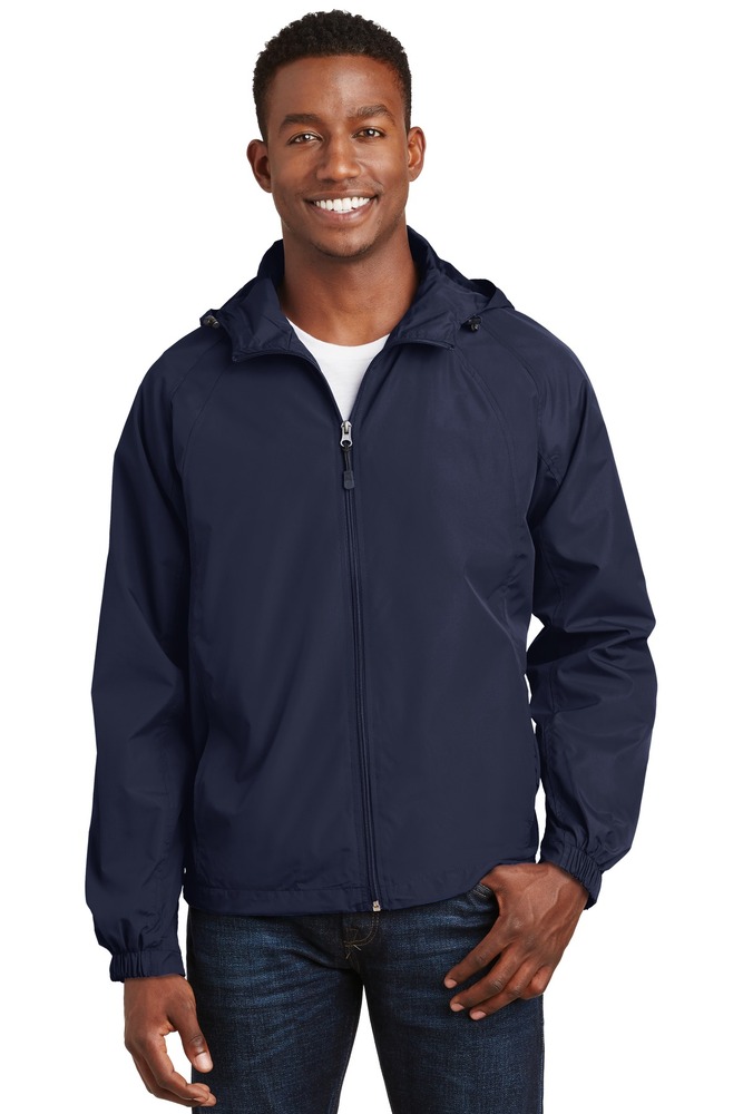 sport-tek jst73 hooded raglan jacket Front Fullsize