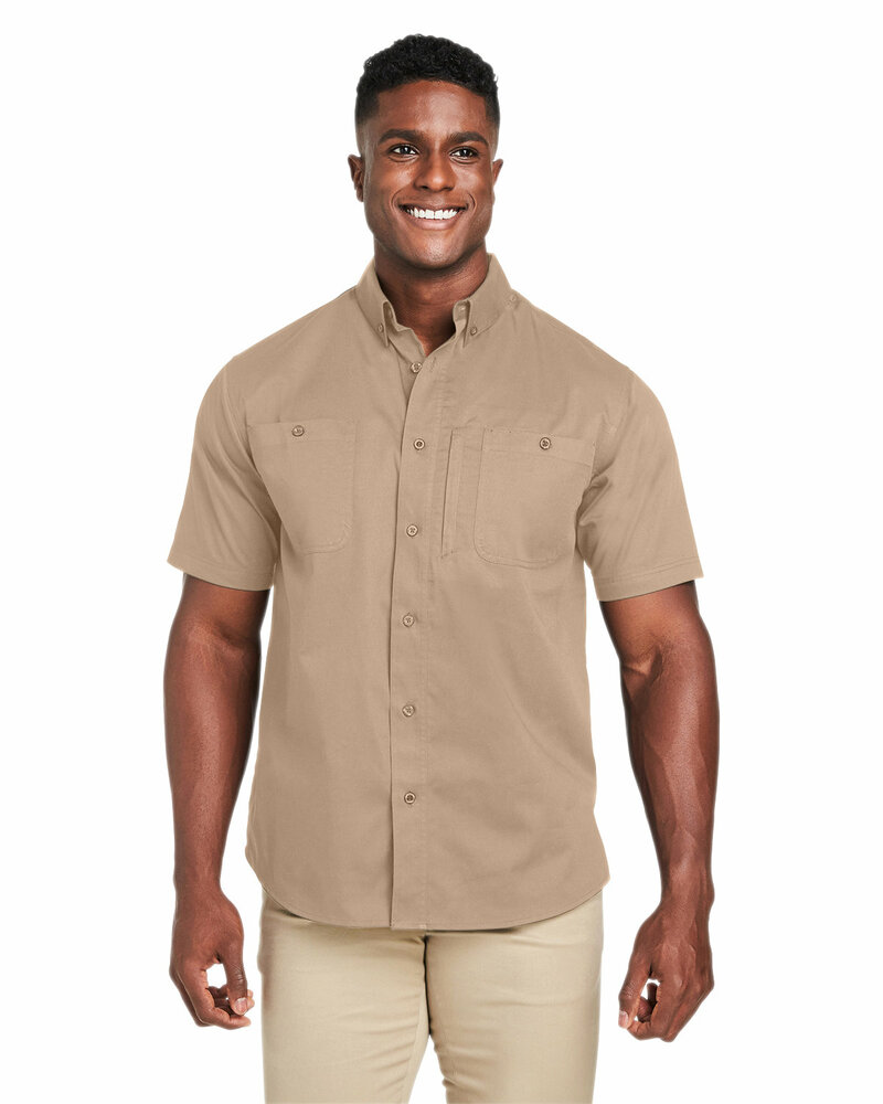harriton m585 men's advantage il short-sleeve work shirt Front Fullsize