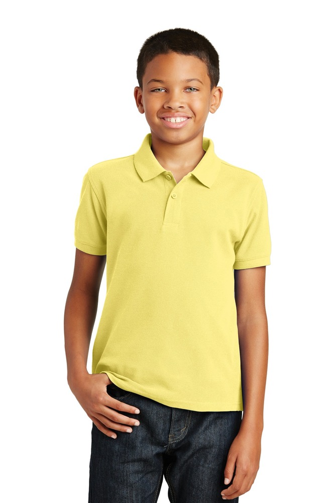 port authority y100 youth core classic pique polo Front Fullsize