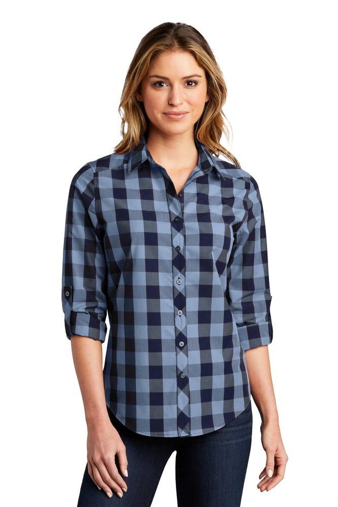 Port Authority LW670 Ladies Everyday Plaid Shirt Front Fullsize"