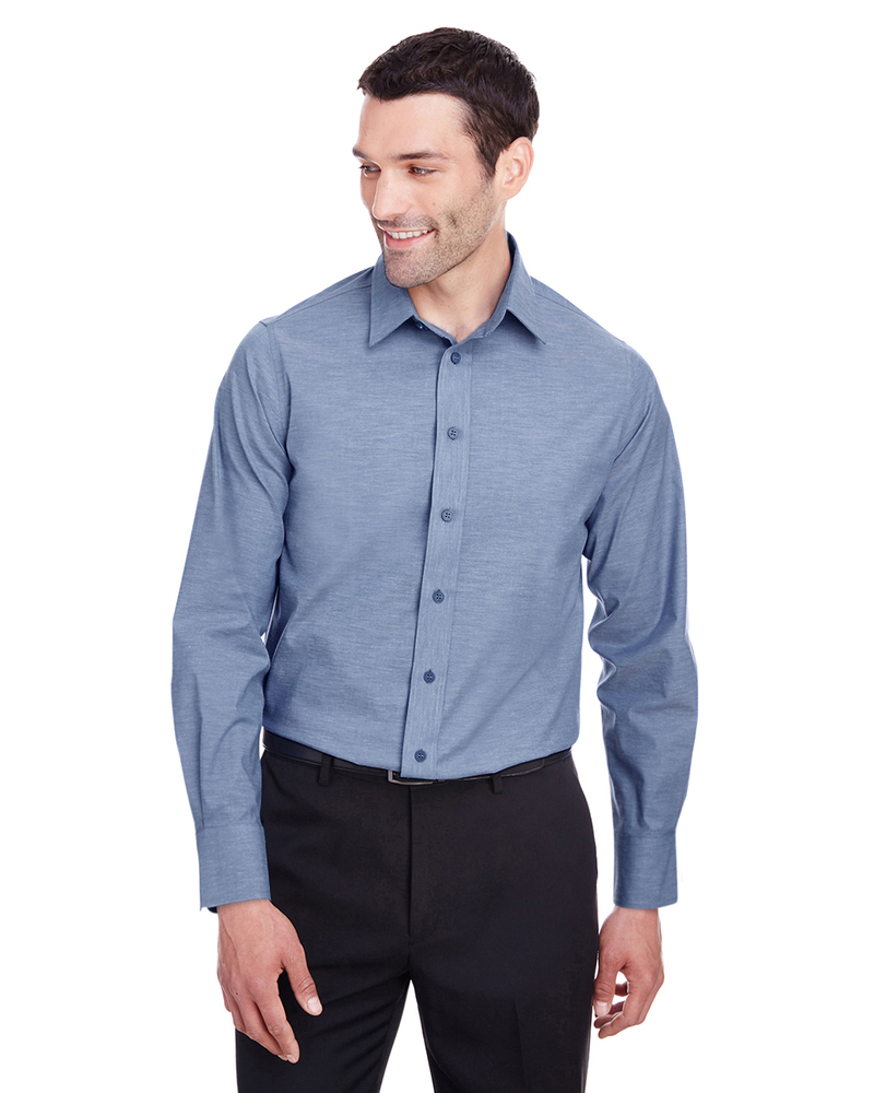 devon & jones dg562 men's crown  collection™ stretch pinpoint chambray shirt Front Fullsize