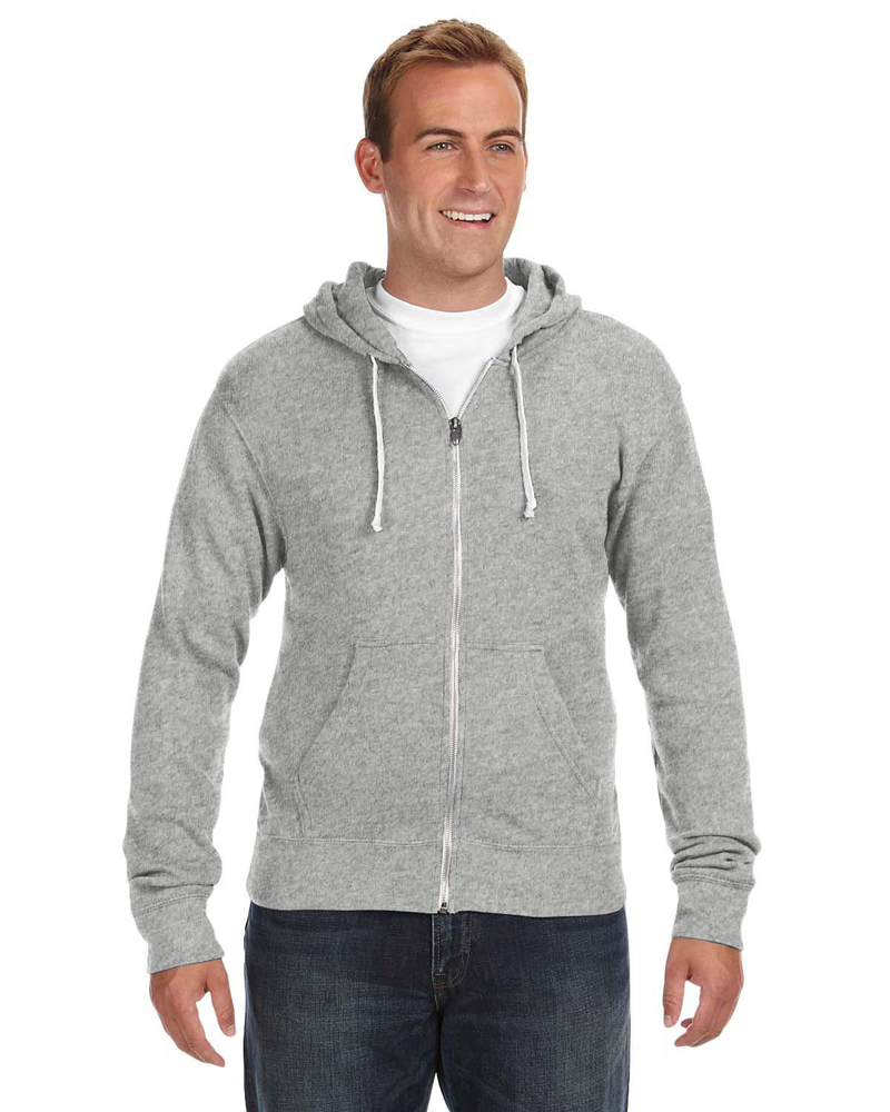 J America JA8872 Adult Triblend Full-Zip Fleece Hooded Sweatshirt Front Fullsize"