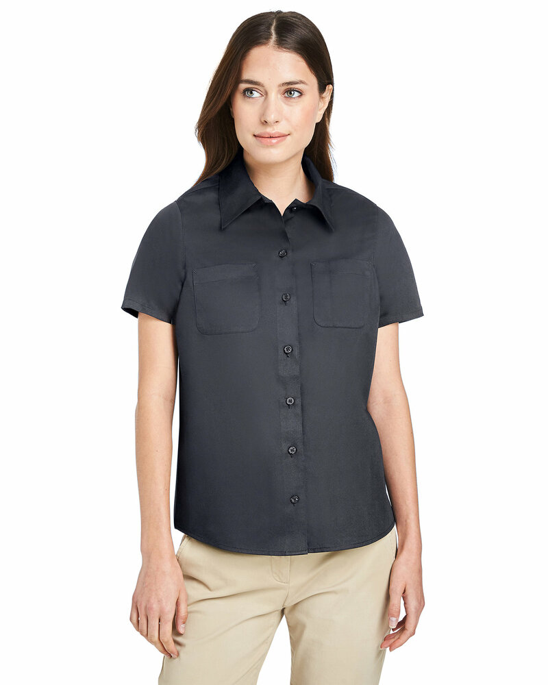 harriton m585w ladies' advantage il short-sleeve work shirt Front Fullsize