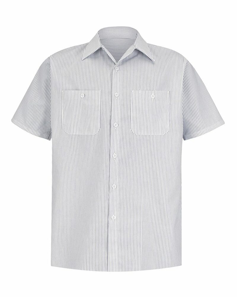 Red Kap CS20 Short Sleeve Striped Industrial Work Shirt Front Fullsize"