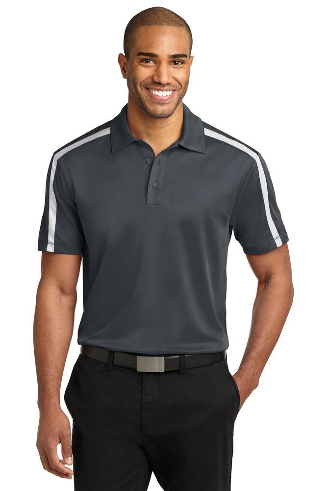 port authority k547 silk touch™ performance colorblock stripe polo Front Fullsize