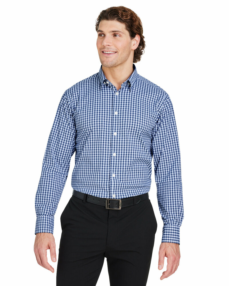 devon & jones dg536 crownlux performance® men's gingham shirt Front Fullsize