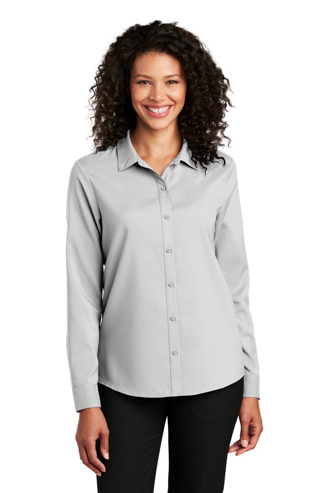 port authority lw401 ladies long sleeve performance staff shirt Front Fullsize