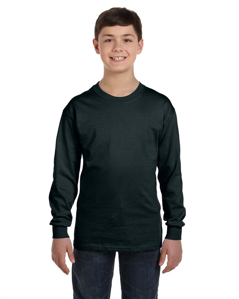 hanes 5546 youth 6.1 oz. authentic-t ® long-sleeve t-shirt Front Fullsize