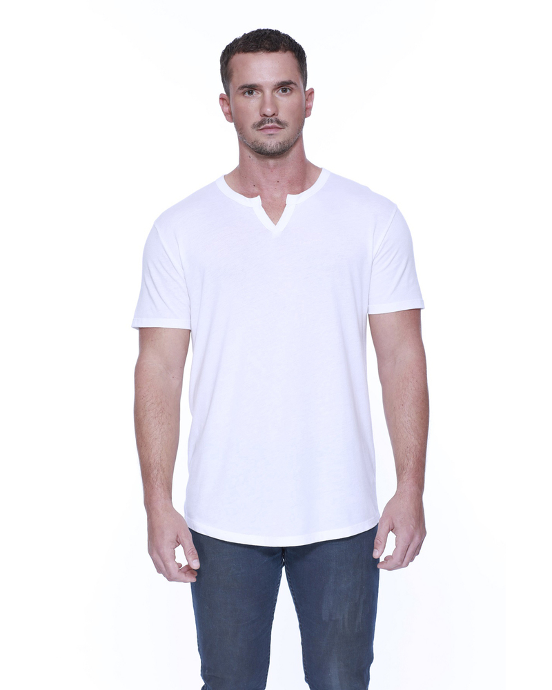 startee st2422 men's 4.3 oz., cvc  slit v-neck t-shirt Front Fullsize
