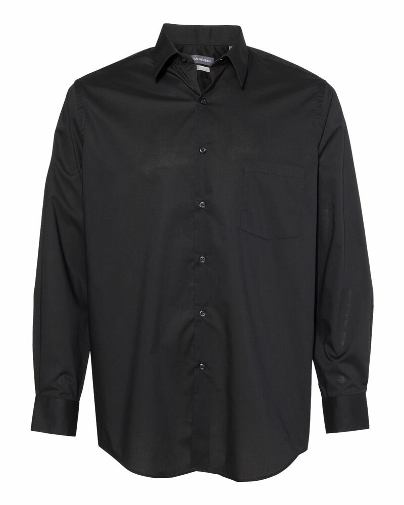 Van Heusen 13V5052 Broadcloth Point Collar Solid Shirt Front Fullsize"