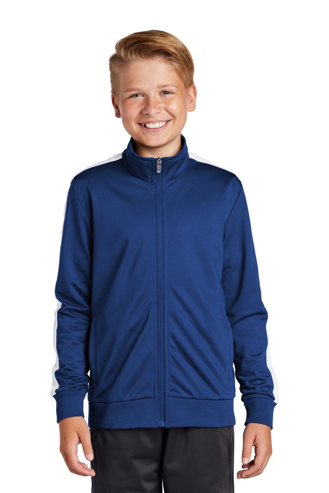 Sport-Tek YST94 Youth Tricot Track Jacket Front Fullsize"