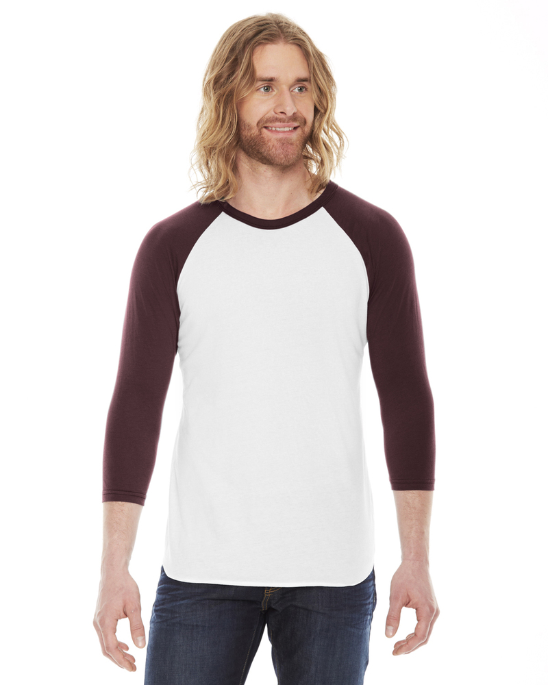American Apparel BB453W Poly-Cotton 3/4-Sleeve Raglan T-Shirt Front Fullsize"