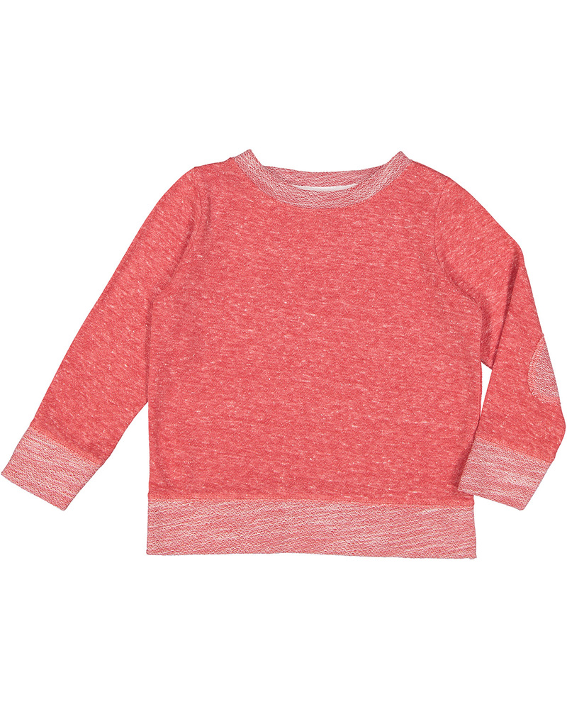 rabbit skins rs3379 toddler harborside melange french terry crewneck with elbow patches Front Fullsize