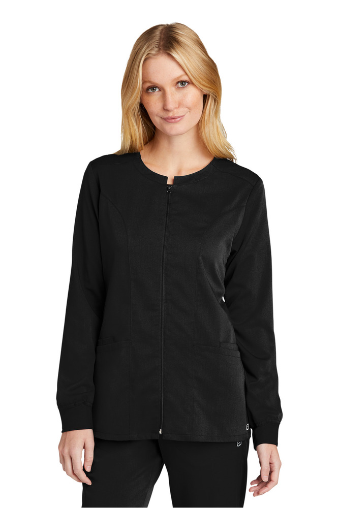 wonderwink ww4088 women's premiere flex ™ full-zip scrub jacket Front Fullsize