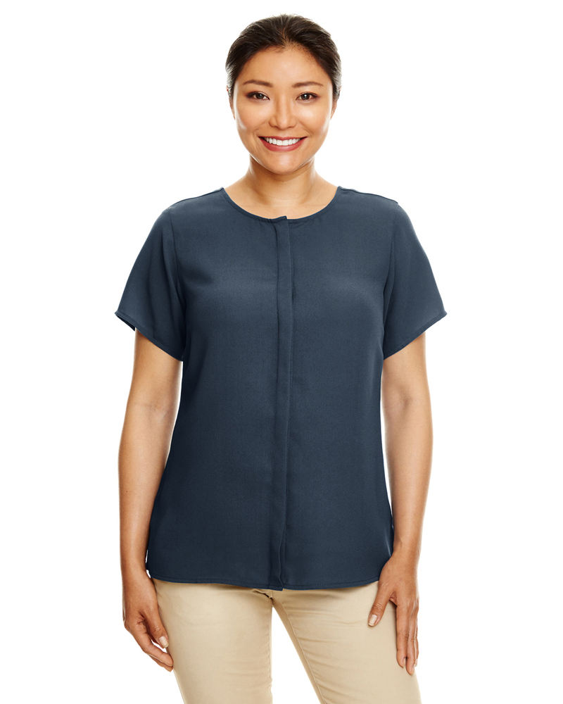 Devon & Jones DP612W Ladies' Perfect Fit™  Short-Sleeve Crepe Blouse Front Fullsize"