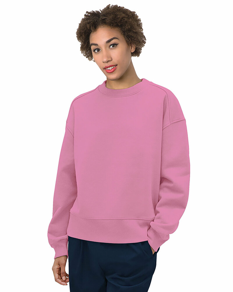 Bayside 7702BA Ladies' Crewneck Fleece Front Fullsize"