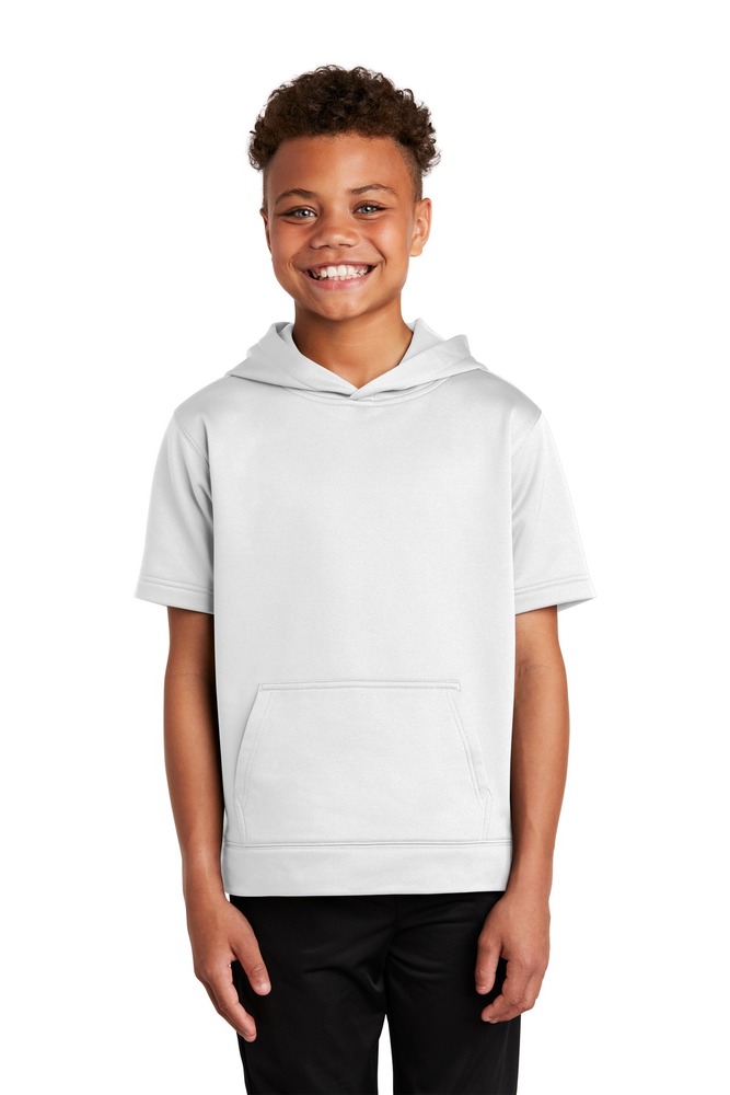 sport-tek yst251 youth sport-wick ® fleece short sleeve hooded pullover Front Fullsize