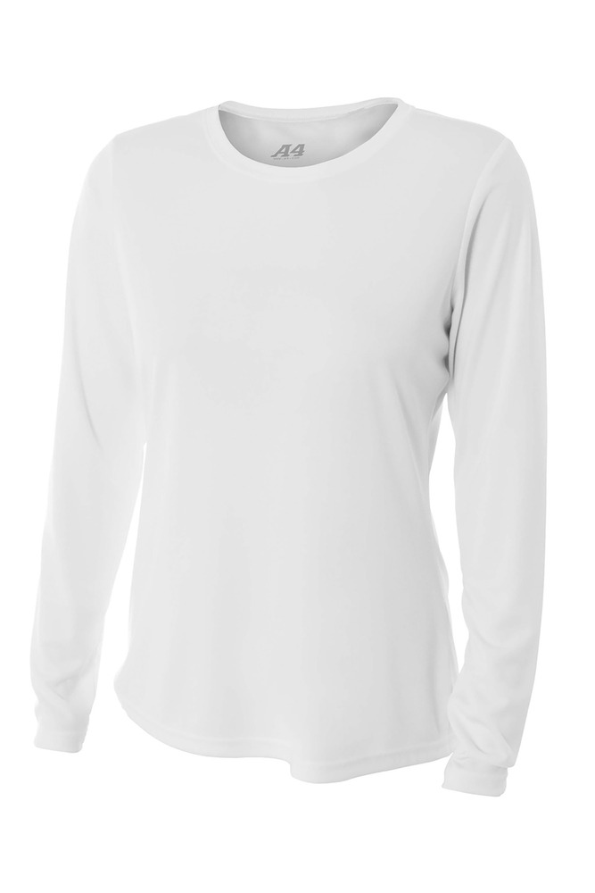 a4 nw3002 ladies' long sleeve cooling performance crew shirt Front Fullsize