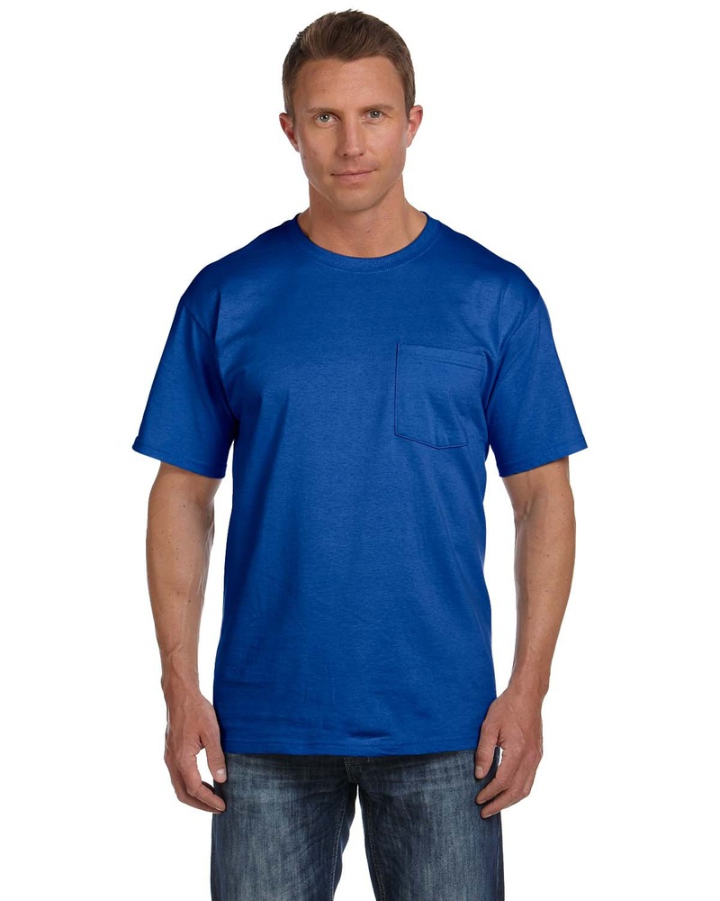 fruit of the loom 3931p adult 5 oz. hd cotton™ pocket t-shirt Front Fullsize