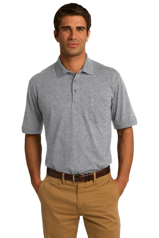 port & company kp55p core blend jersey knit pocket polo Front Fullsize