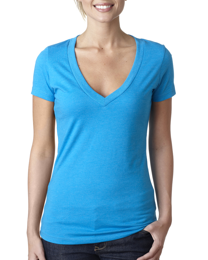 Next Level 6640 Ladies' CVC Deep V-Neck T-Shirt Front Fullsize"