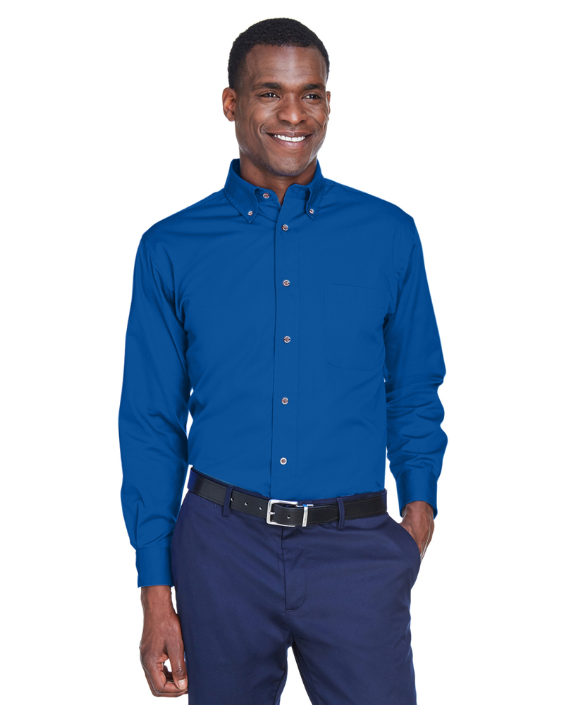 Harriton M500 Men's Easy Blend™ Long-Sleeve Twill Shirt with Stain-Release Front Fullsize"