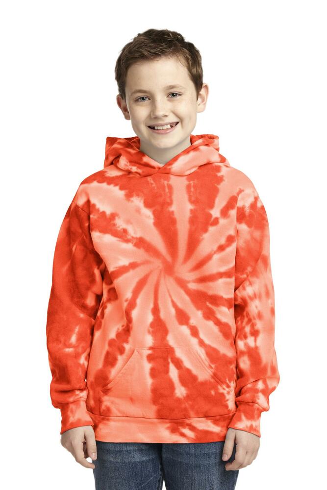 port & company pc146y youth tie-dye pullover hooded sweatshirt Front Fullsize
