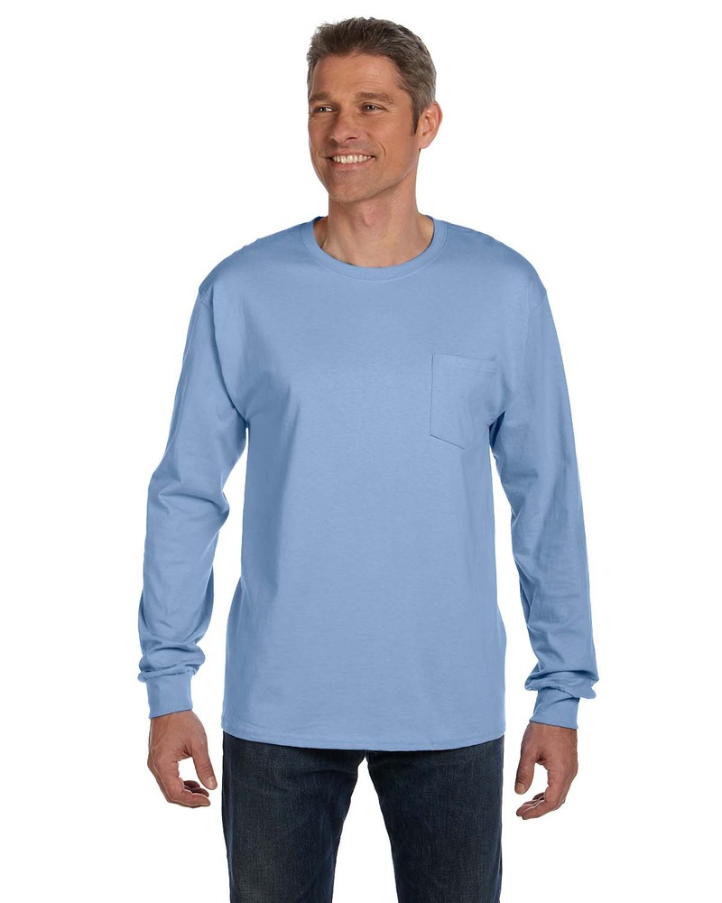 hanes 5596 men's 6.1 oz. authentic-t ® long-sleeve pocket t-shirt Front Fullsize